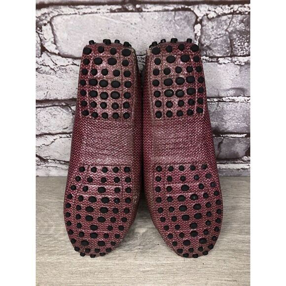 TODS Pink Metallic Leather Moccasins Driver Loafers Flats Women Sz 35.5EU/5M US - Picture 6 of 16